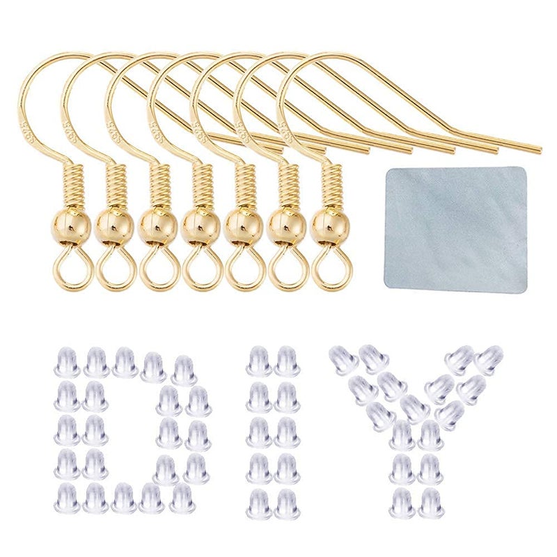 DIYEAR Earring Hooks for Jewelry Making - 120 PCS/60 Pairs Hypoallergenic 14K Gold Ear Wires Fish Hooks for Jewelry Making  Jewelry Findings Parts with 120 PCS Rubber Earring Backs Stopper for DIY Earrings - Image 4